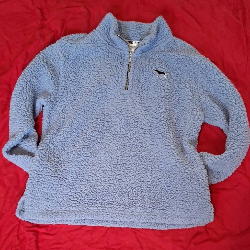 PINK Victoria's Secret Cozy Blue Sherpa Sweater